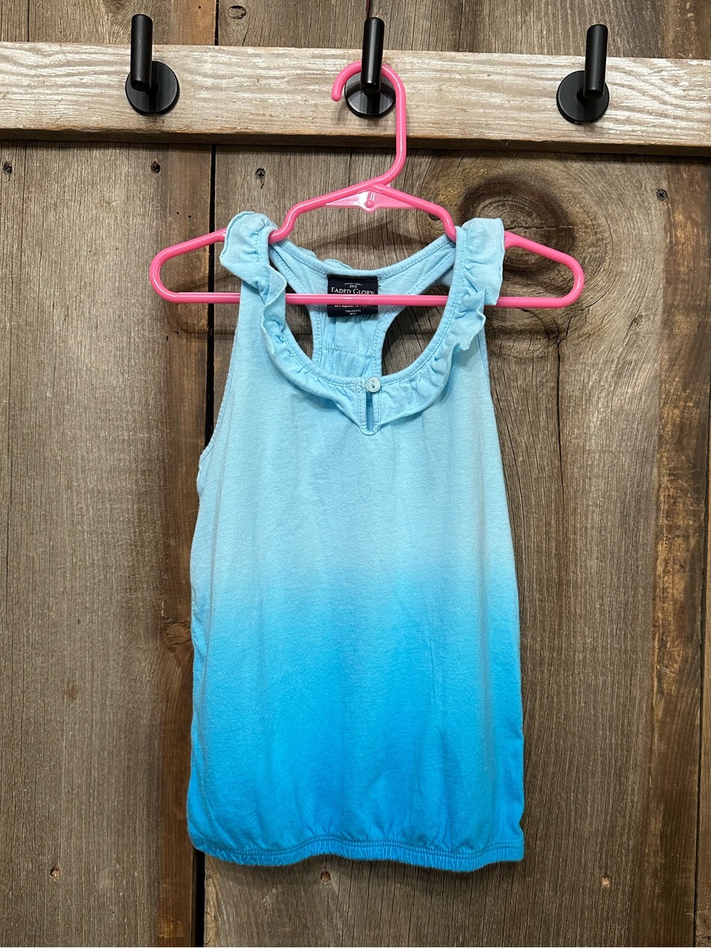 Faded Glory Ombré Ruffle Racerback Tank in Aqua Blue Size XS 4 5 Girls